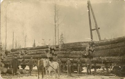 Loading Logs on Railroad Cars