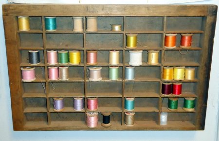 Spool Holder with Assorted Wooden Spools